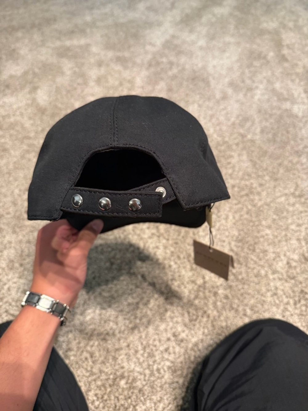Burberry Black Cap with White TB Monogram - Picture 3 of 3